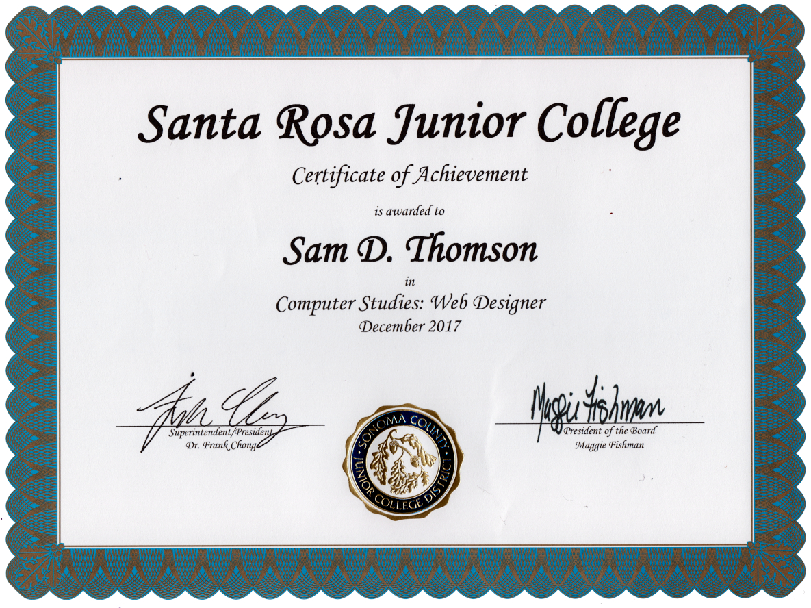 CS Web Designer 2017 certificate